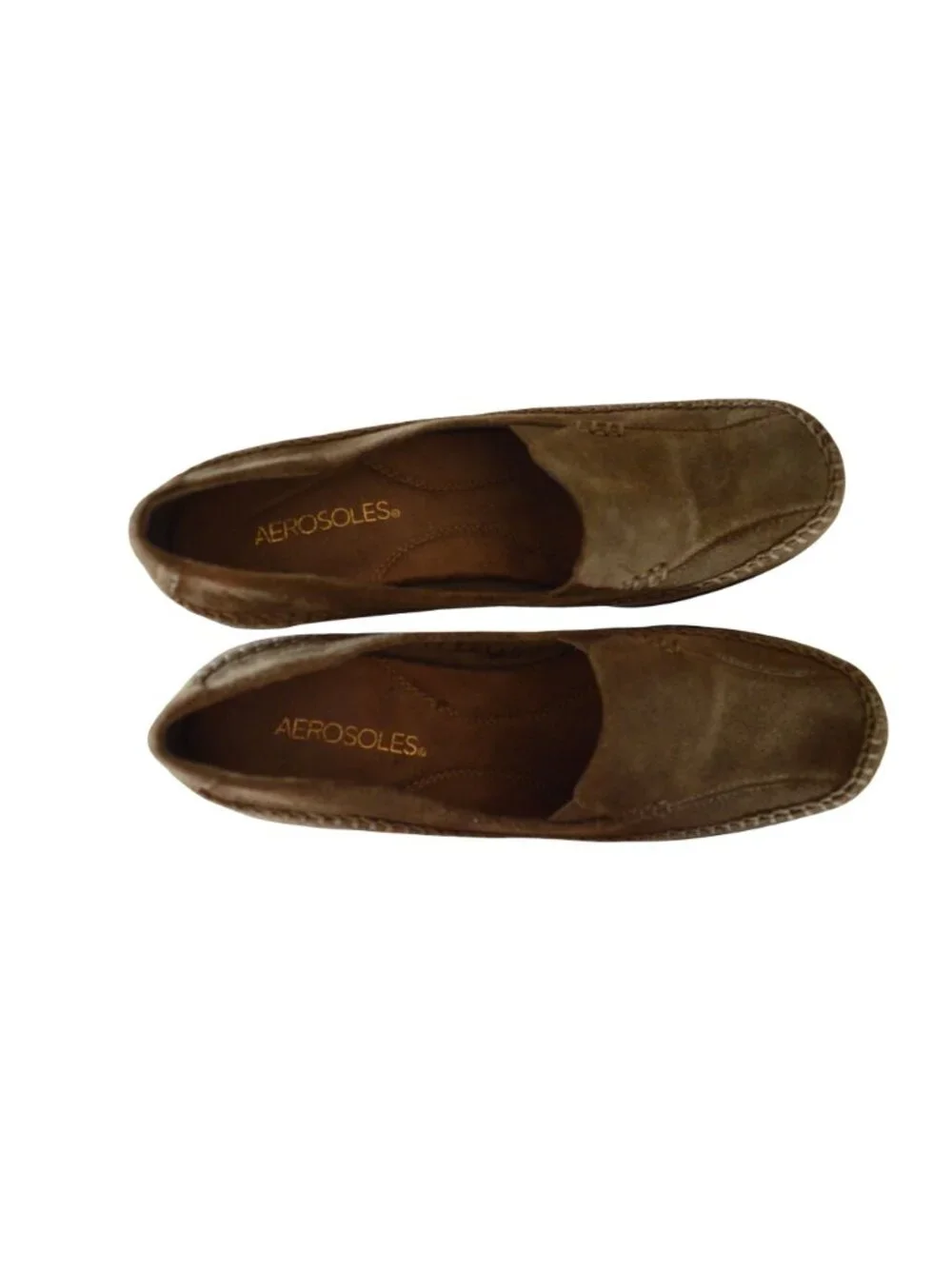 Aerosoles Brown Suede Leather Wedged Loafers Women's Size 8.5 y2k Twee Coquette